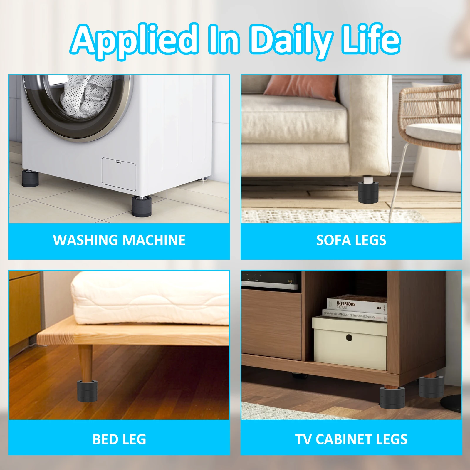 4/8Pcs Round Foot Pad Universal Furniture Riser Heavy Duty Sofa Cabinet Leg Lift Double Layer Protector Furniture Accessories