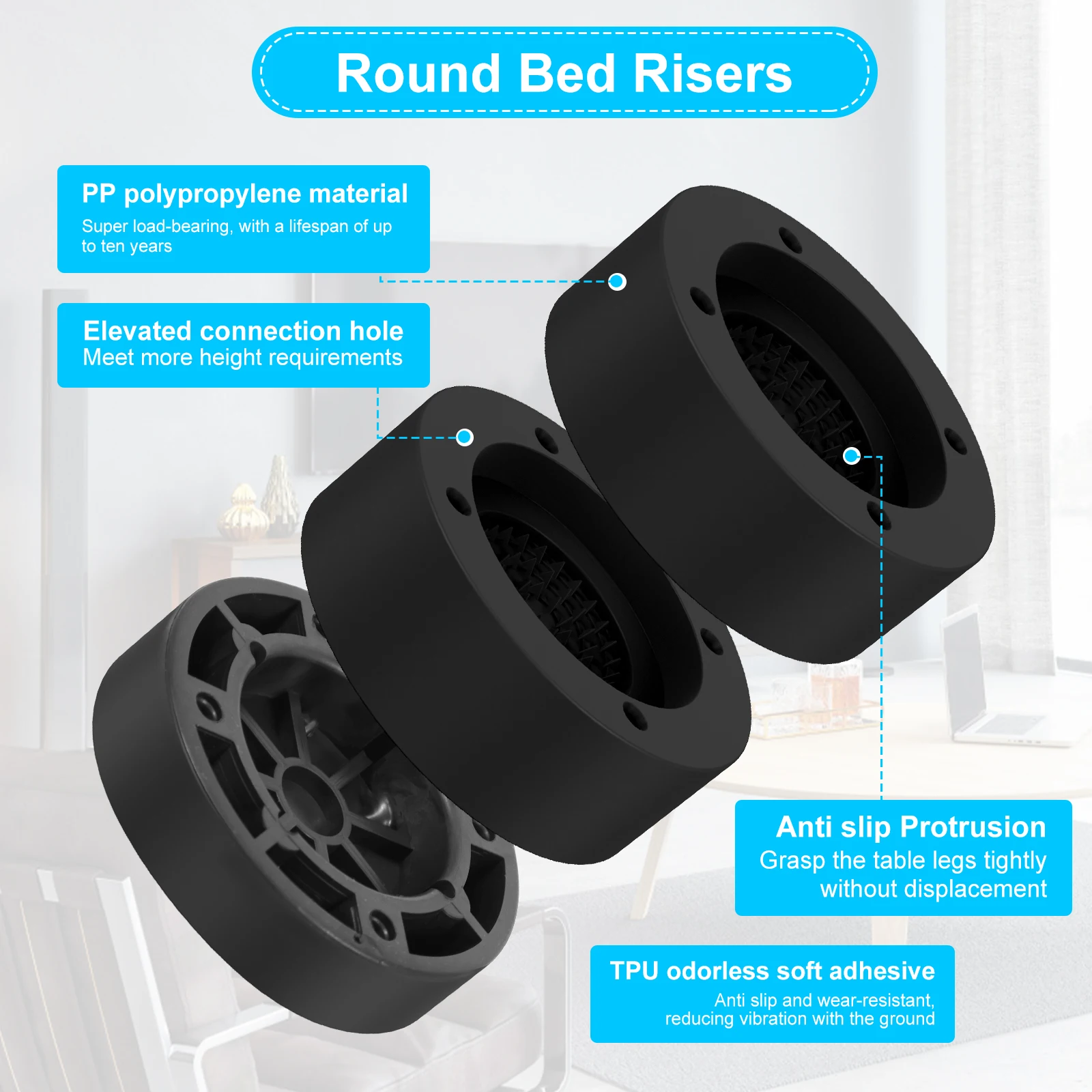 4/8Pcs Round Foot Pad Universal Furniture Riser Heavy Duty Sofa Cabinet Leg Lift Double Layer Protector Furniture Accessories