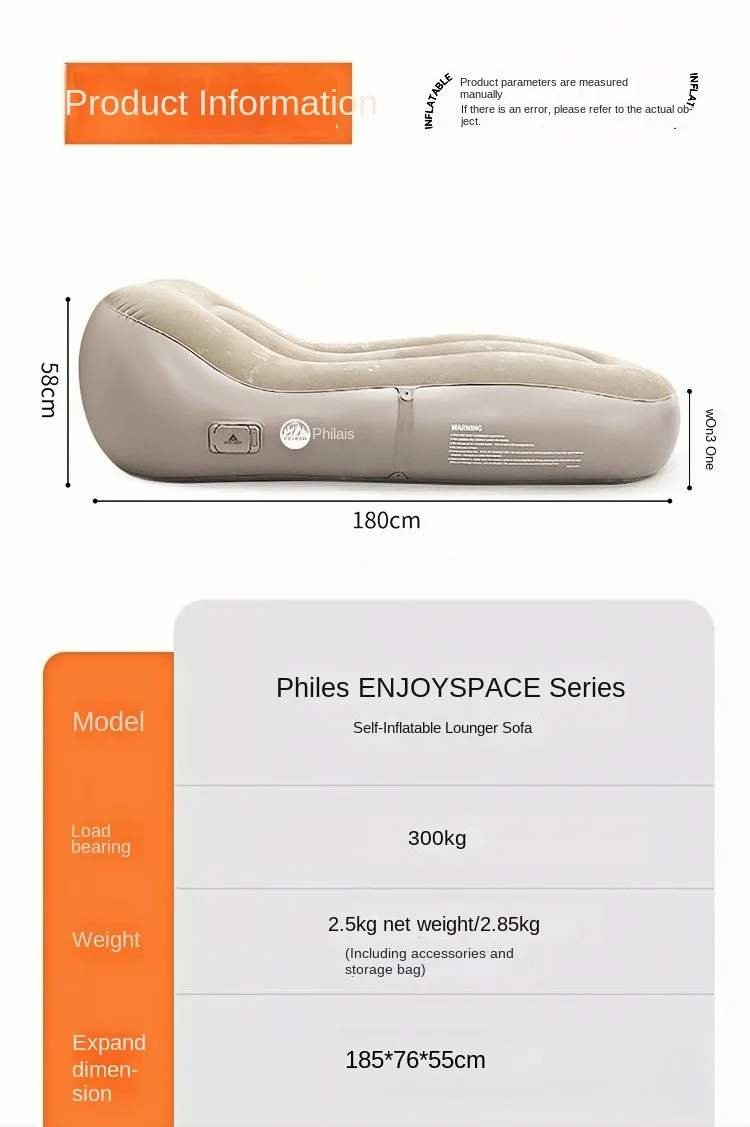 Outdoor Leisure Self Inflating Sofa Lounge Chair with Built-In Air Pump, Foldable Waterproof Design, Suitable for Family/Camping