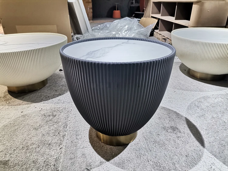Customized Modern Design Luxury Round Living Room Black Sintered Stone Coffee Table