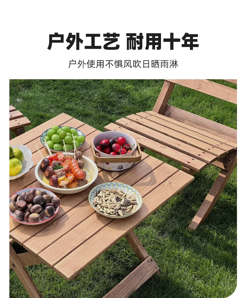 Outdoor Folding Chairs and Table Patio Garden Cafe Bistro Furniture Bamboo Beach Backrest Seating Commercial Picnic Table