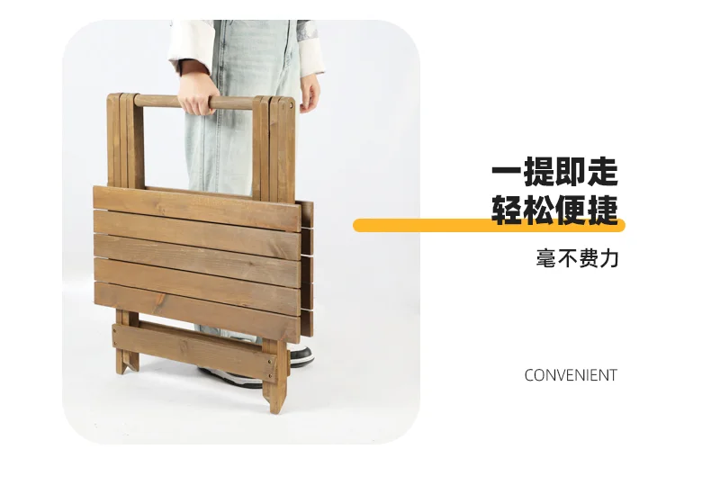 Outdoor Folding Chairs and Table Patio Garden Cafe Bistro Furniture Bamboo Beach Backrest Seating Commercial Picnic Table