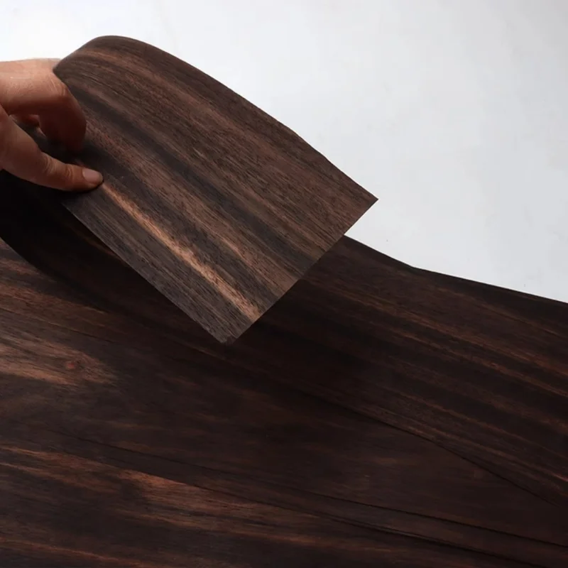 2pieces/pack Black Ebony Wood Veneer Sheet Natural Texture for Furniture Door Instrument Decor Panels L:85*11cm T:0.4-0.5mm