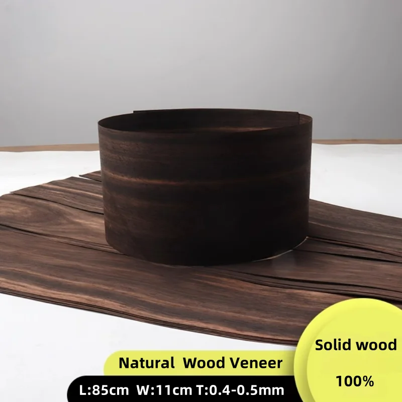 2pieces/pack Black Ebony Wood Veneer Sheet Natural Texture for Furniture Door Instrument Decor Panels L:85*11cm T:0.4-0.5mm