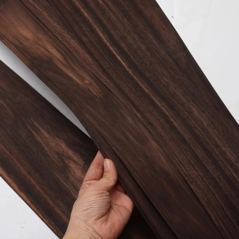 2pieces/pack Black Ebony Wood Veneer Sheet Natural Texture for Furniture Door Instrument Decor Panels L:85*11cm T:0.4-0.5mm