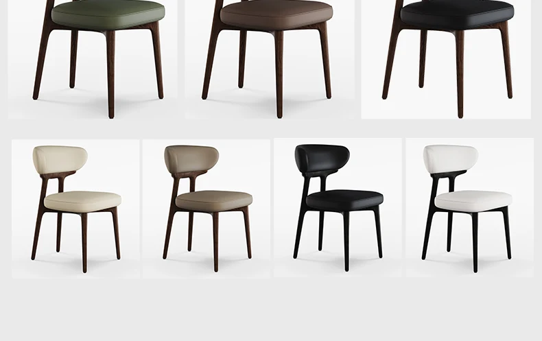 Mid-Century Modern Dining Chairs Furniture Anti-scratch Leather Upholstery Weight-Bearing Design Luxury Kitchen/Office Seating