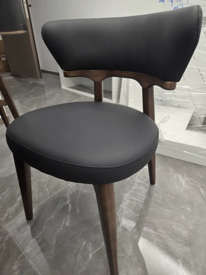 Mid-Century Modern Dining Chairs Furniture Anti-scratch Leather Upholstery Weight-Bearing Design Luxury Kitchen/Office Seating