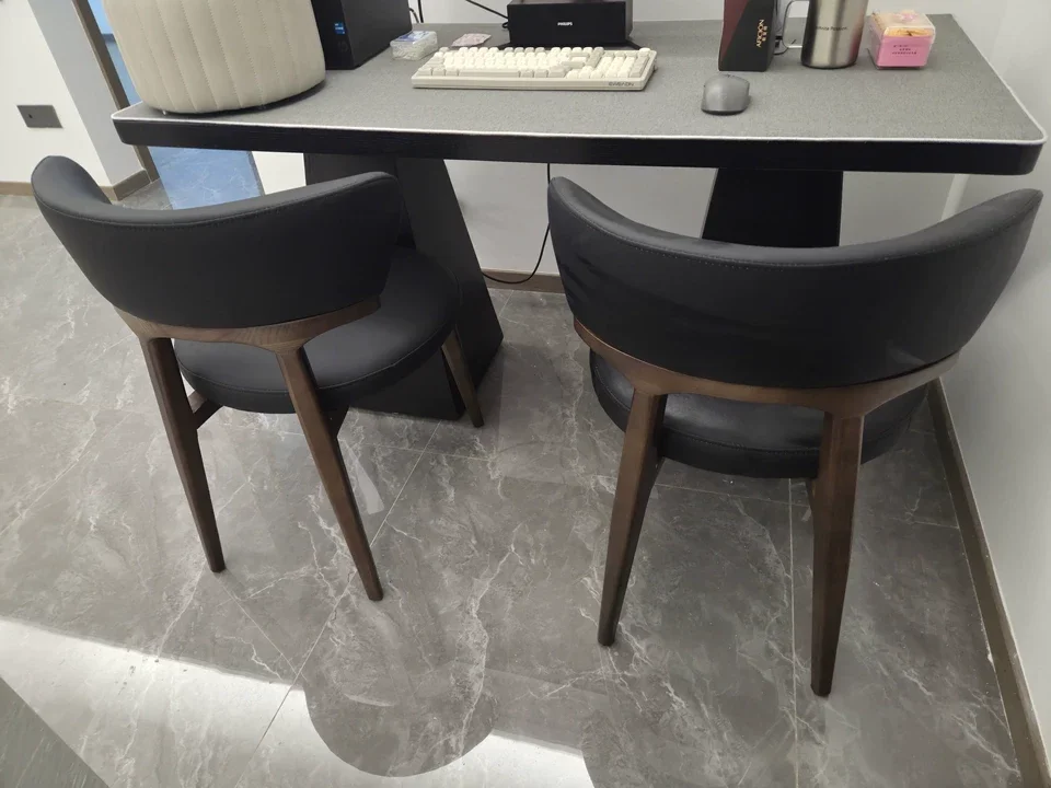Mid-Century Modern Dining Chairs Furniture Anti-scratch Leather Upholstery Weight-Bearing Design Luxury Kitchen/Office Seating
