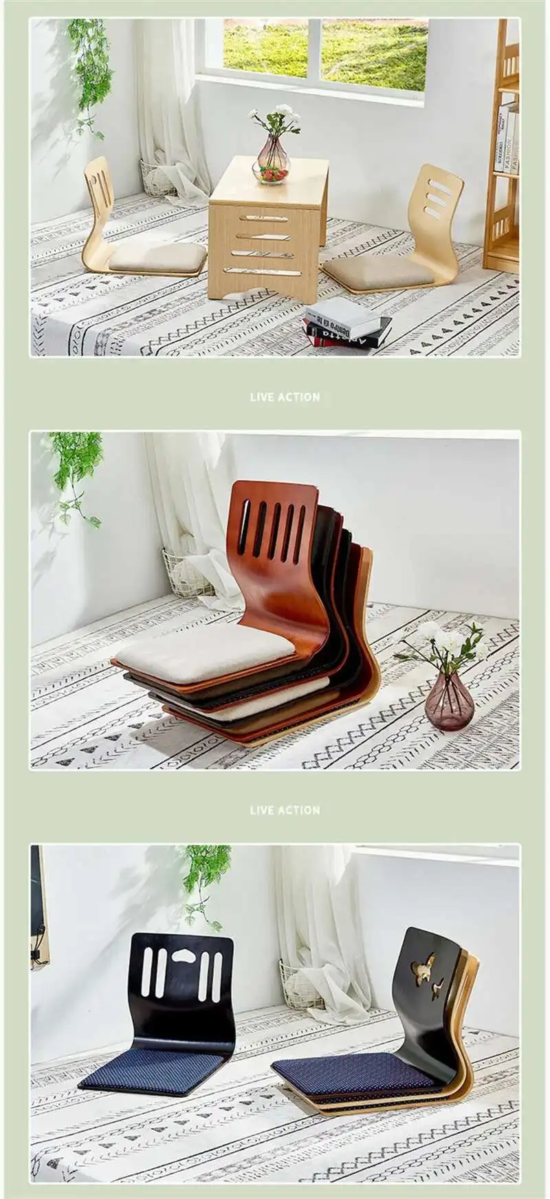 Lazy Sofa Tatami Single Legless Backrest Chair bedroom Japanese Floor Chair Cushion Seat Sofa Set Living Room Furniture B