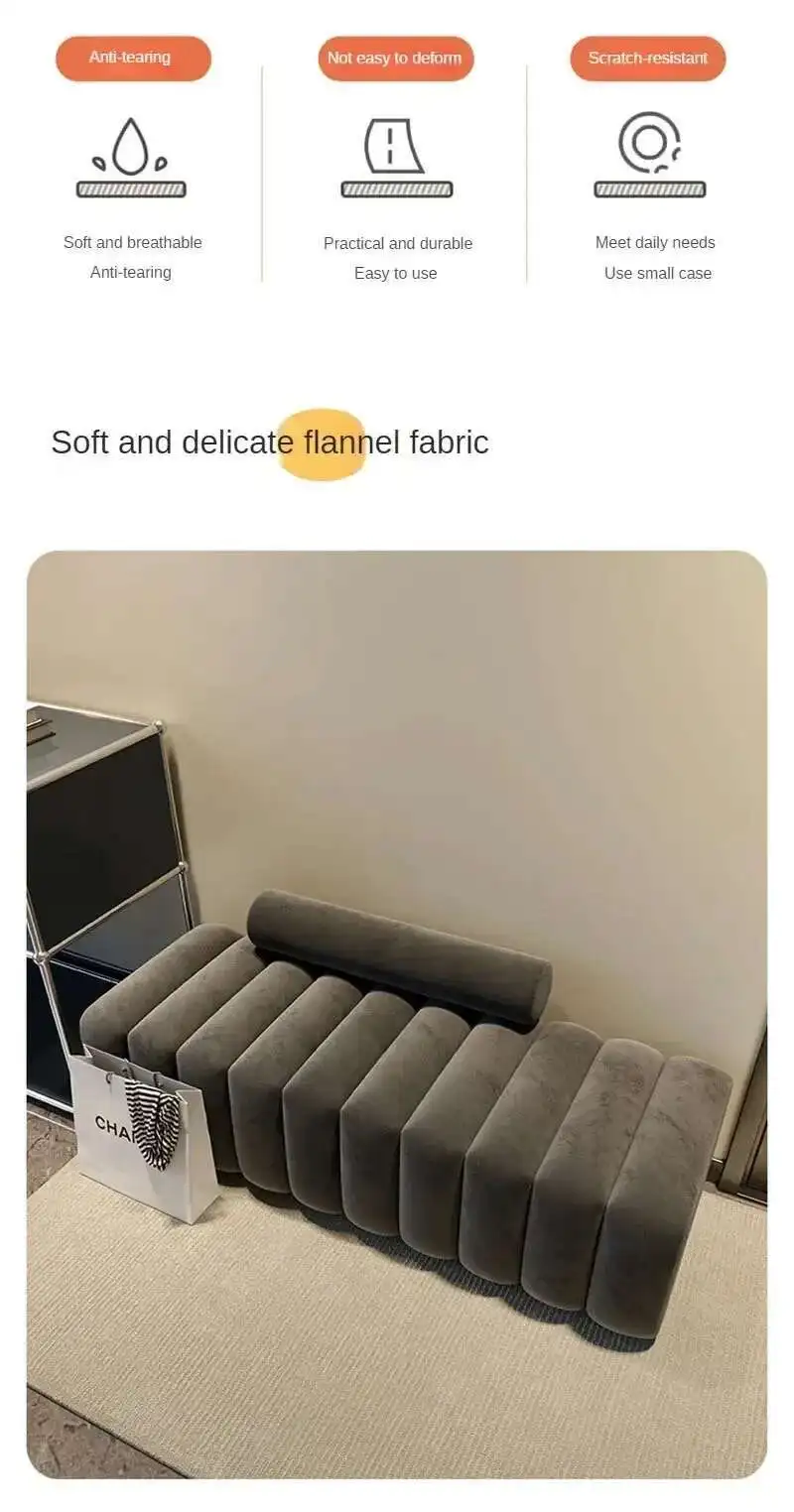 Nordic Living Room Sofa Footstool Light Luxury Upholstered Bench Bedroom Bed End Stool Creative Rectangular Shoe Changing Stool