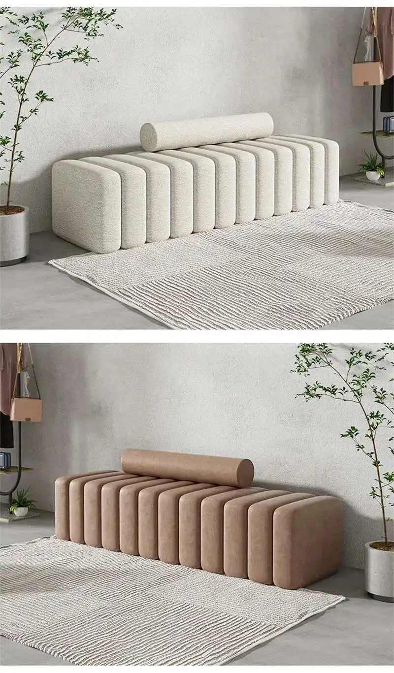 Nordic Living Room Sofa Footstool Light Luxury Upholstered Bench Bedroom Bed End Stool Creative Rectangular Shoe Changing Stool