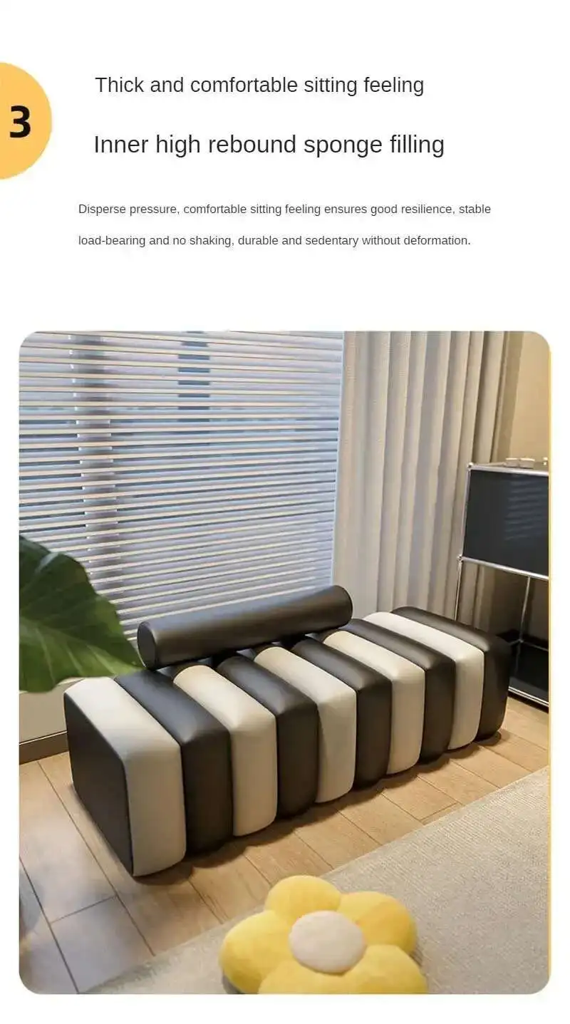 Nordic Living Room Sofa Footstool Light Luxury Upholstered Bench Bedroom Bed End Stool Creative Rectangular Shoe Changing Stool