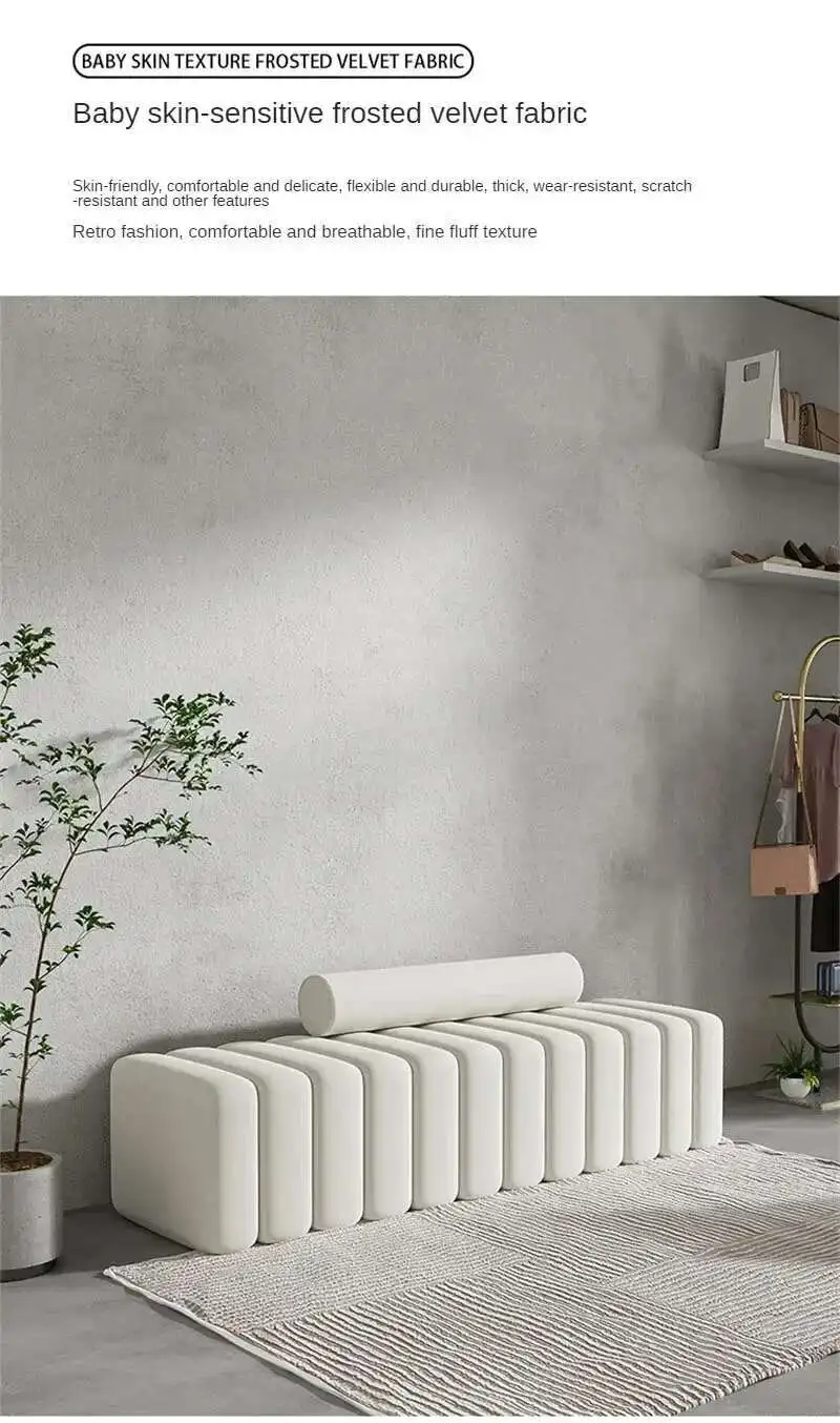 Nordic Living Room Sofa Footstool Light Luxury Upholstered Bench Bedroom Bed End Stool Creative Rectangular Shoe Changing Stool