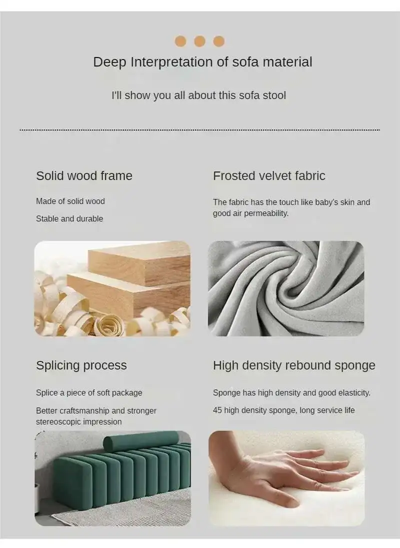 Nordic Living Room Sofa Footstool Light Luxury Upholstered Bench Bedroom Bed End Stool Creative Rectangular Shoe Changing Stool