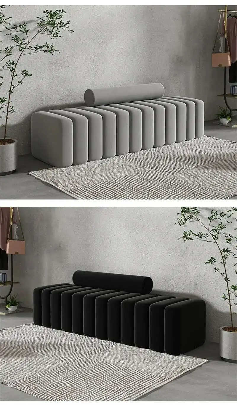 Nordic Living Room Sofa Footstool Light Luxury Upholstered Bench Bedroom Bed End Stool Creative Rectangular Shoe Changing Stool