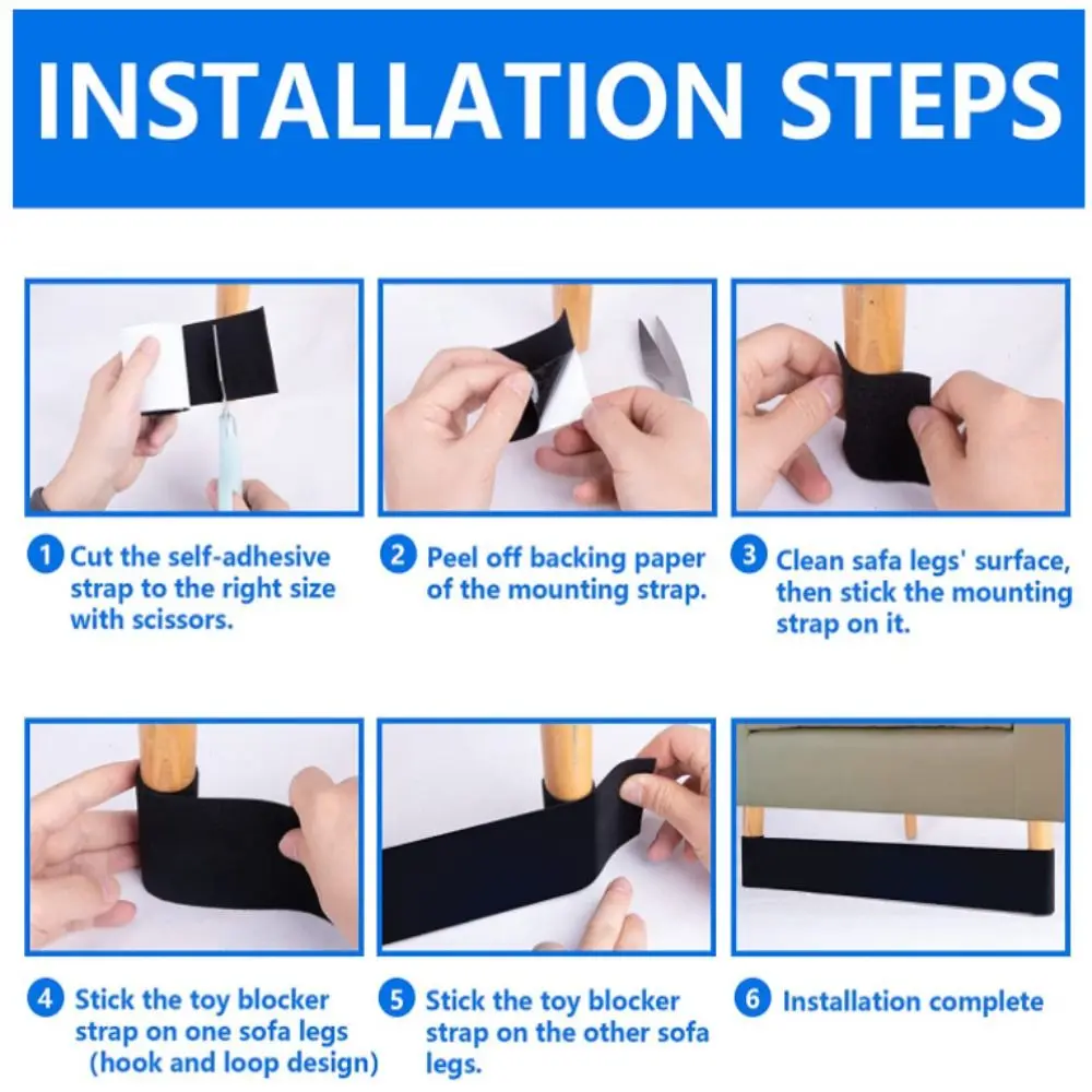 Durable 3/6/10M Sofa Toy Blocker Dustproof Adjustable Sofa Edge Baffle Nylon Adhesive Strap Under Couch Blocker