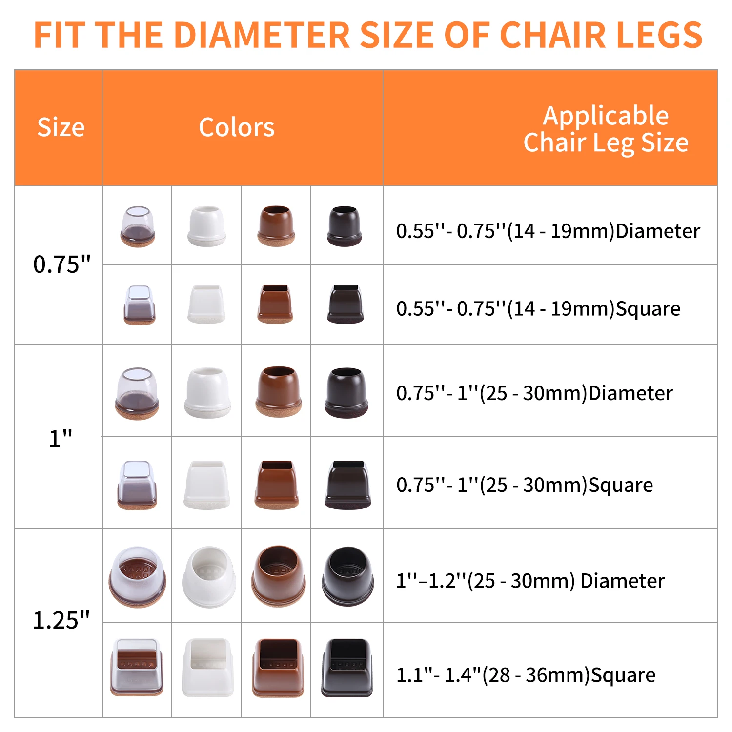 8PCS Upgraded Chair Leg Covers Silicone Anti-Slip Felt Furniture Feet Protectors from Scratches for Hardwood Floor Reduce Noise