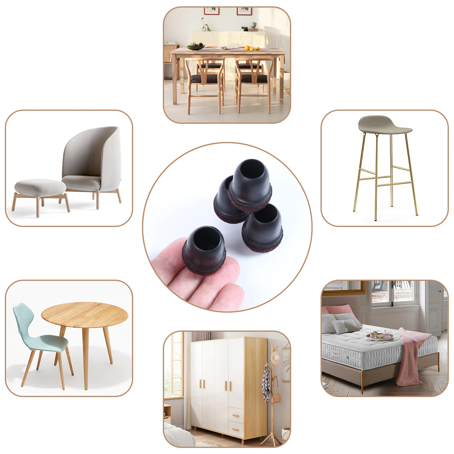 8PCS Upgraded Chair Leg Covers Silicone Anti-Slip Felt Furniture Feet Protectors from Scratches for Hardwood Floor Reduce Noise