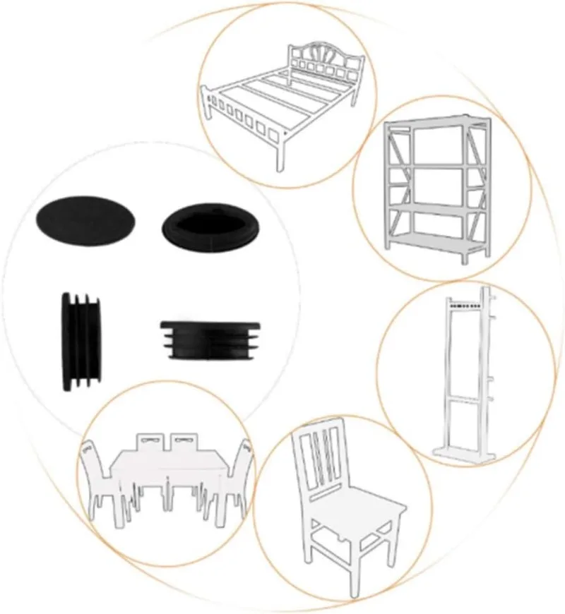 50/100pcs Oval Chair End Caps Tubing Plug Cap Furniture Oval Pads Silicone Chair Leg Cap for Desk Protector Leveling Feet System