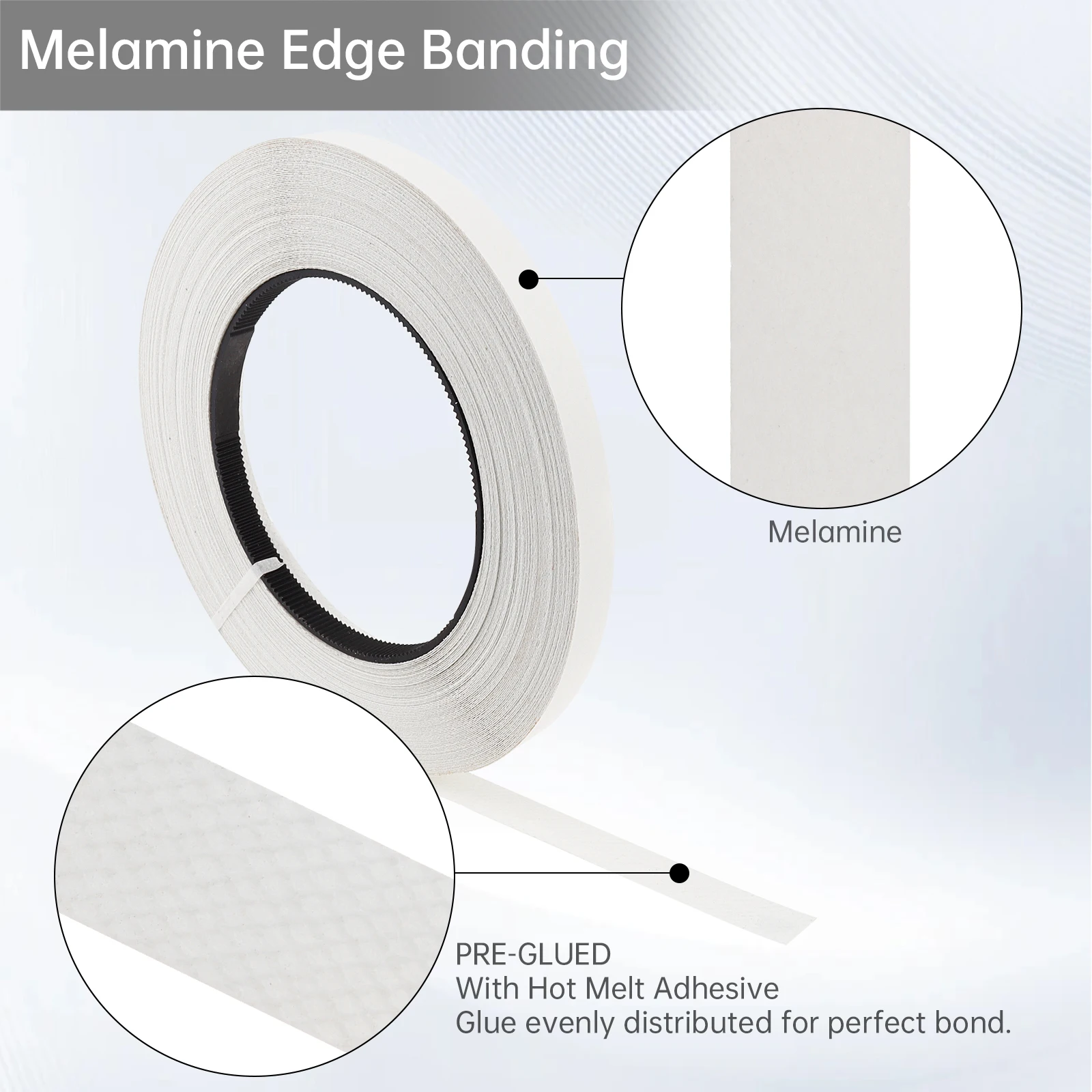 50m 100m White Melamine Edge Banding Pre-glued Veneer Edging Furniture Wood Surface Table Cabinet Edging Tape