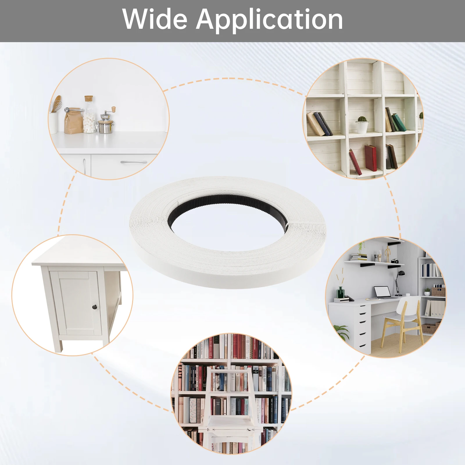50m 100m White Melamine Edge Banding Pre-glued Veneer Edging Furniture Wood Surface Table Cabinet Edging Tape