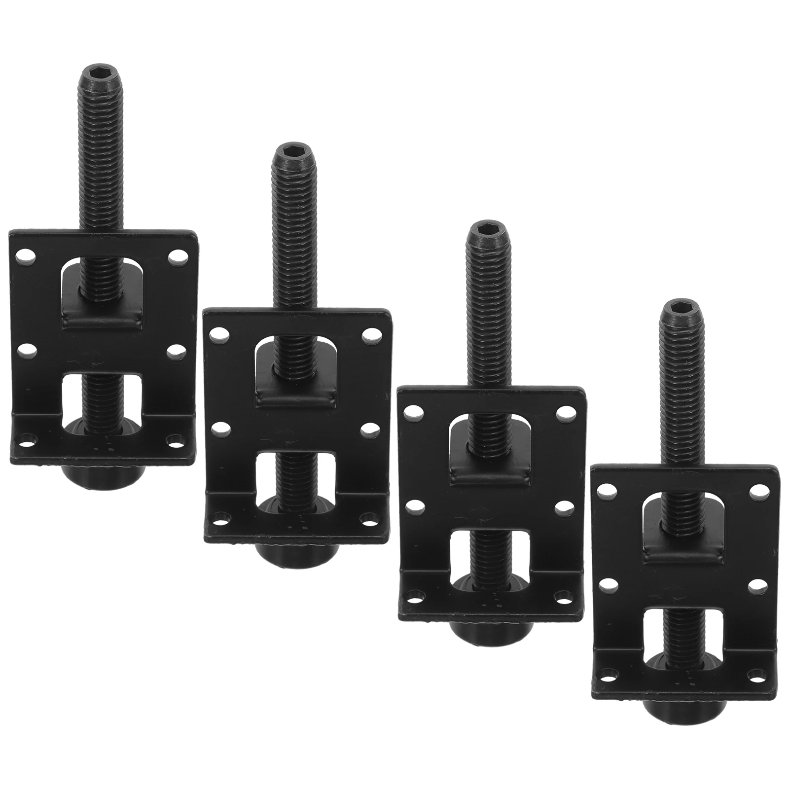 4pcs Adjustable Leg Levelers Screws Heavy Duty Furniture Feet Anti-Slip Floor Stabilizers for Cabinets Tables 10cm Black Plastic