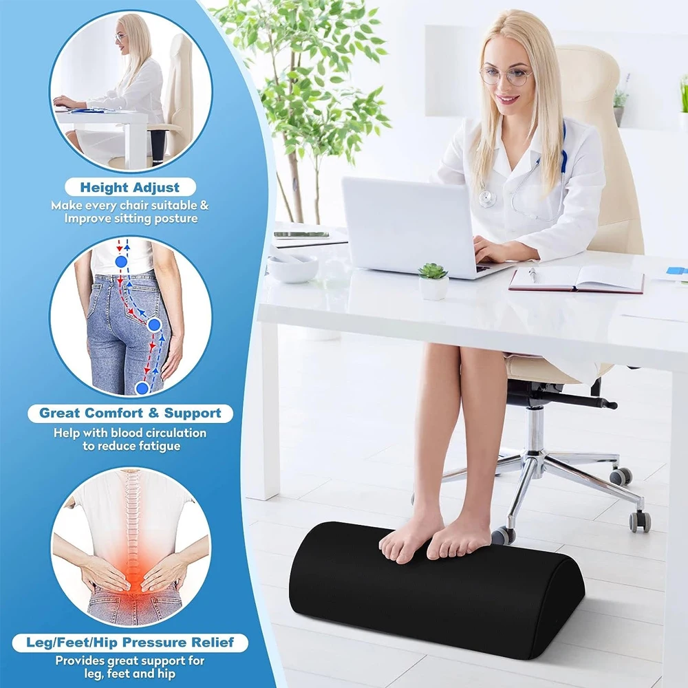 1pcs Memory Foam Office Foot Stool & Under Desk Footrest Leg Elevation Pillow for Gaming & Home Office
