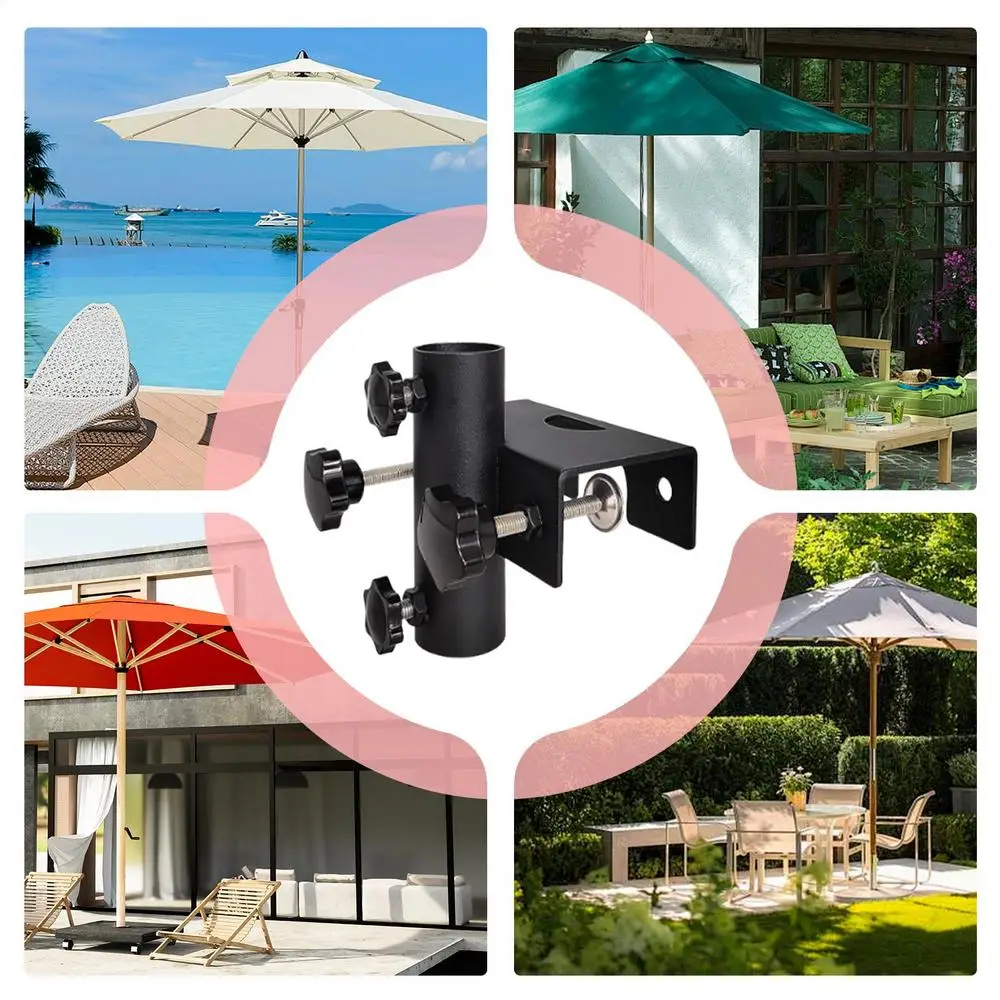Patio Umbrella Clamp Adjustable Metal Umbrella Stand Portable Heavy Duty Parasol Base For Outdoor Patio Deck Beach Garden Yard