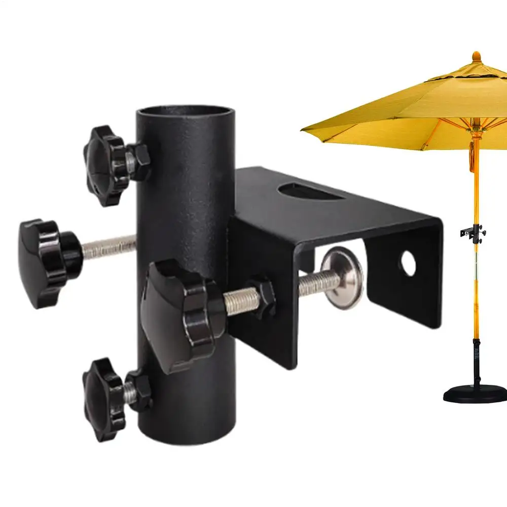 Patio Umbrella Clamp Adjustable Metal Umbrella Stand Portable Heavy Duty Parasol Base For Outdoor Patio Deck Beach Garden Yard