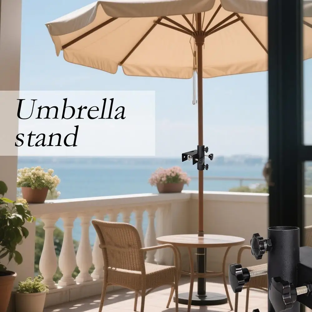 Patio Umbrella Clamp Adjustable Metal Umbrella Stand Portable Heavy Duty Parasol Base For Outdoor Patio Deck Beach Garden Yard