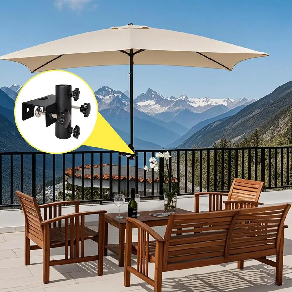 Patio Umbrella Clamp Adjustable Metal Umbrella Stand Portable Heavy Duty Parasol Base For Outdoor Patio Deck Beach Garden Yard