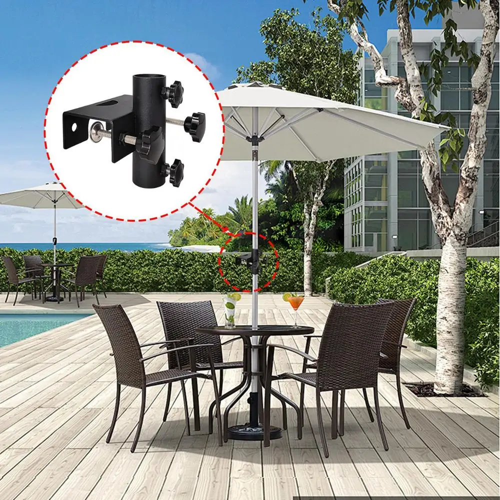Patio Umbrella Clamp Adjustable Metal Umbrella Stand Portable Heavy Duty Parasol Base For Outdoor Patio Deck Beach Garden Yard
