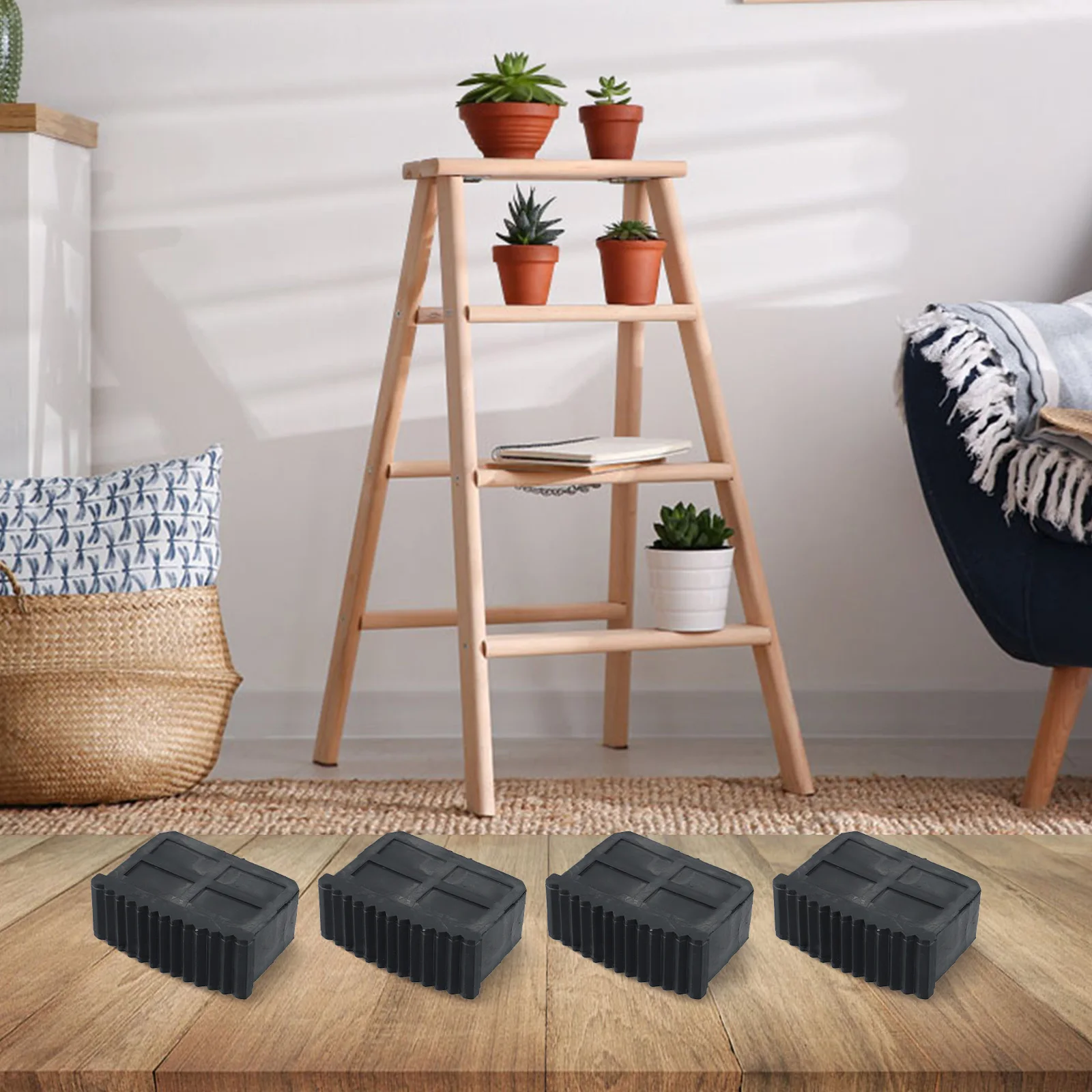 4Pcs/set Ladder Leg Feet Pads Ladder Non Slip Feet Attic Ladder Leg Protector Trapezoid Pads Replacement Non Slip