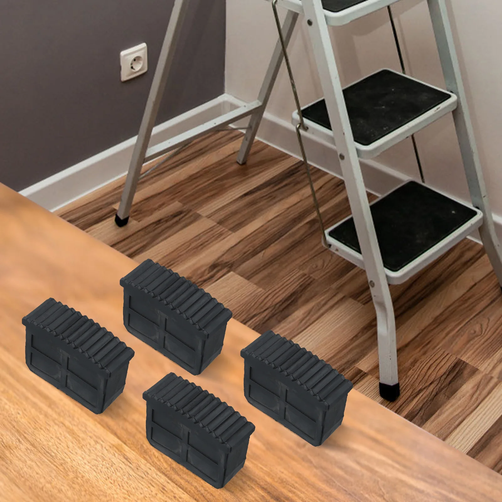 4Pcs/set Ladder Leg Feet Pads Ladder Non Slip Feet Attic Ladder Leg Protector Trapezoid Pads Replacement Non Slip
