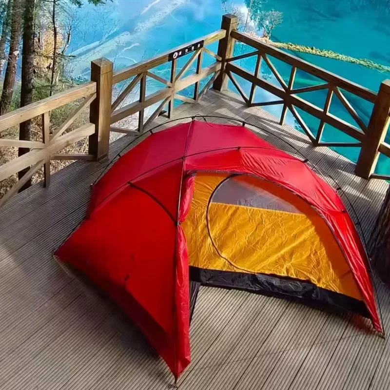 1.25kg 1 person ultra-light aluminum pole backpack tent 15D nylon 2 side silicone coating anti-tear waterproof camping tent