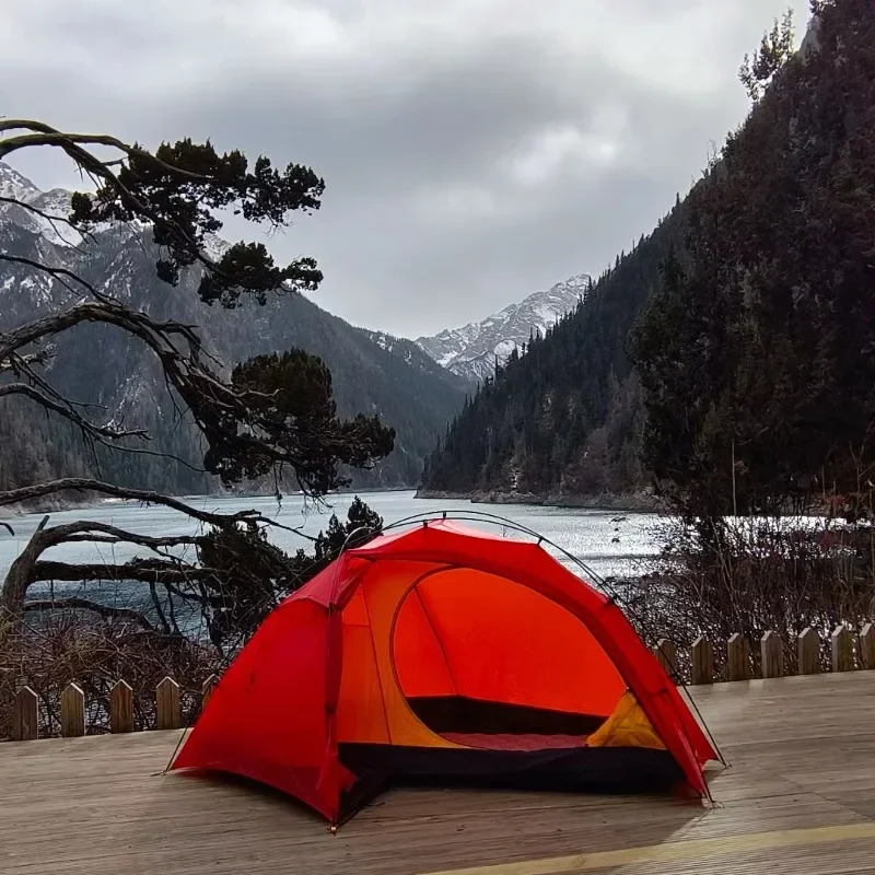 1.25kg 1 person ultra-light aluminum pole backpack tent 15D nylon 2 side silicone coating anti-tear waterproof camping tent