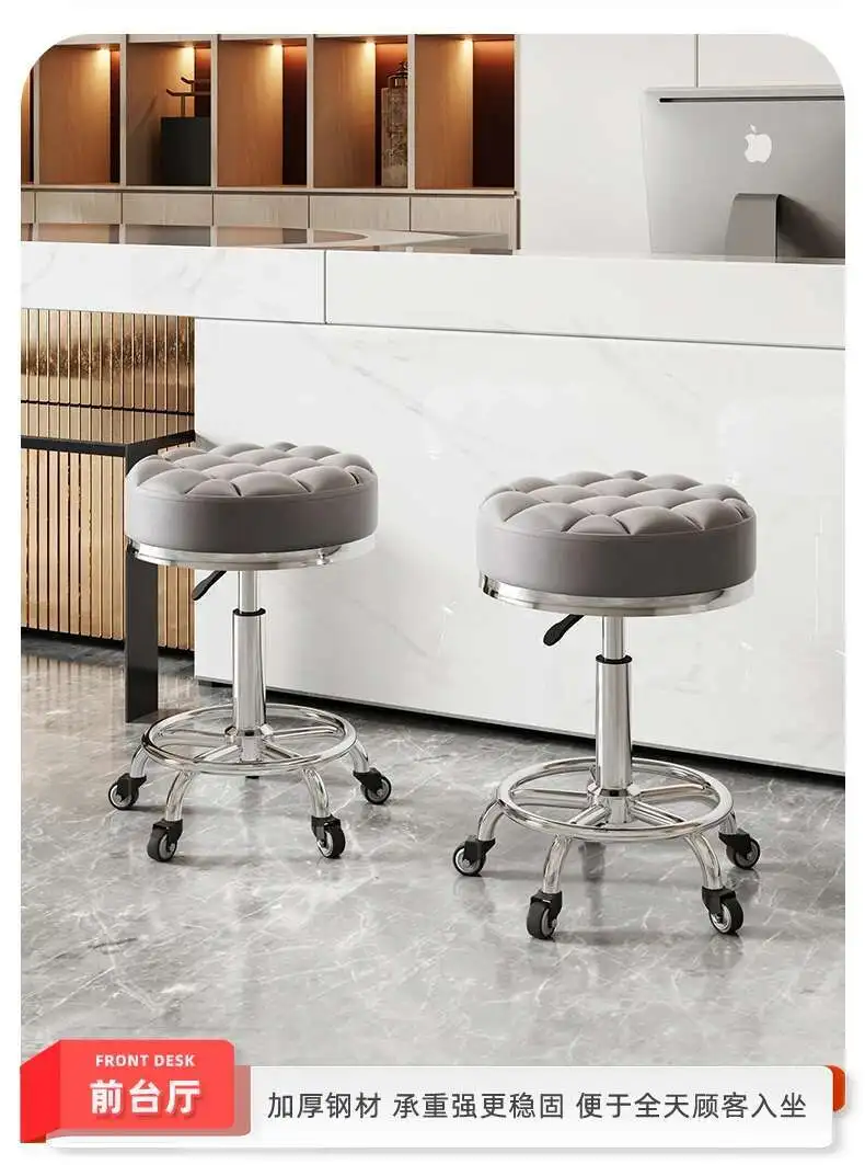 Barber Nail Salon Chair Swivel Wheels Rotating Salon Hair Stylist Barbershop Equipment Furniture Professional Rolling Silla