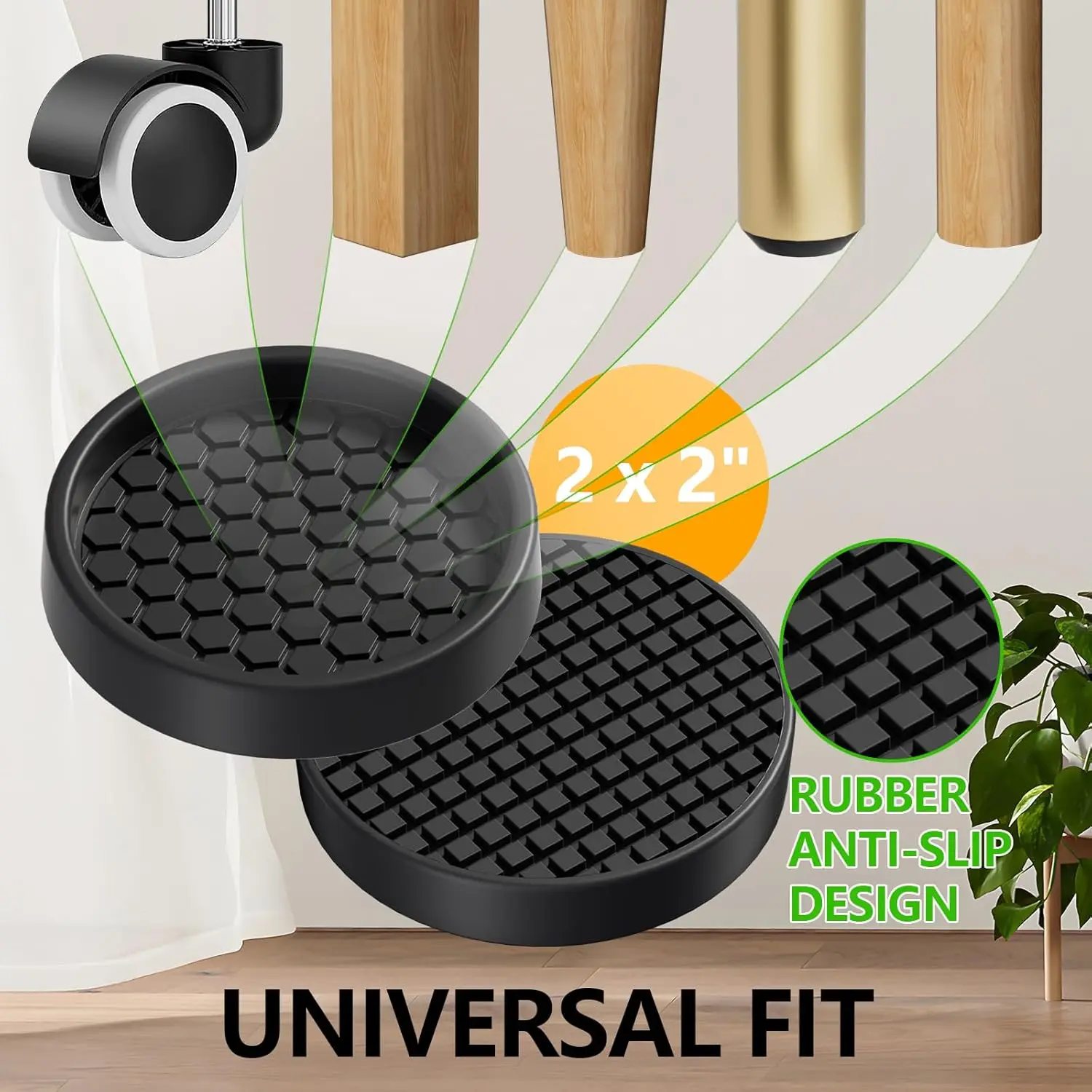 4PCS Chair Leg Floor Protector Covers 2" Rubber Furniture Pads Furniture Pads Protectors For Hardwood Floors Prevent Sliding