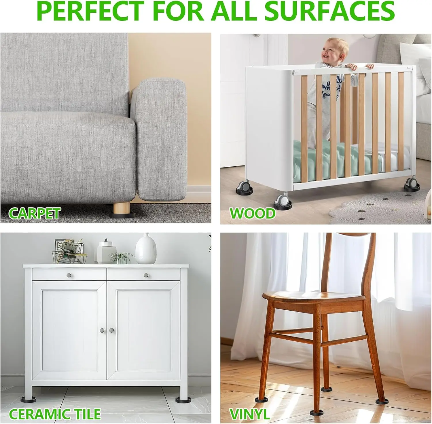 4PCS Chair Leg Floor Protector Covers 2" Rubber Furniture Pads Furniture Pads Protectors For Hardwood Floors Prevent Sliding
