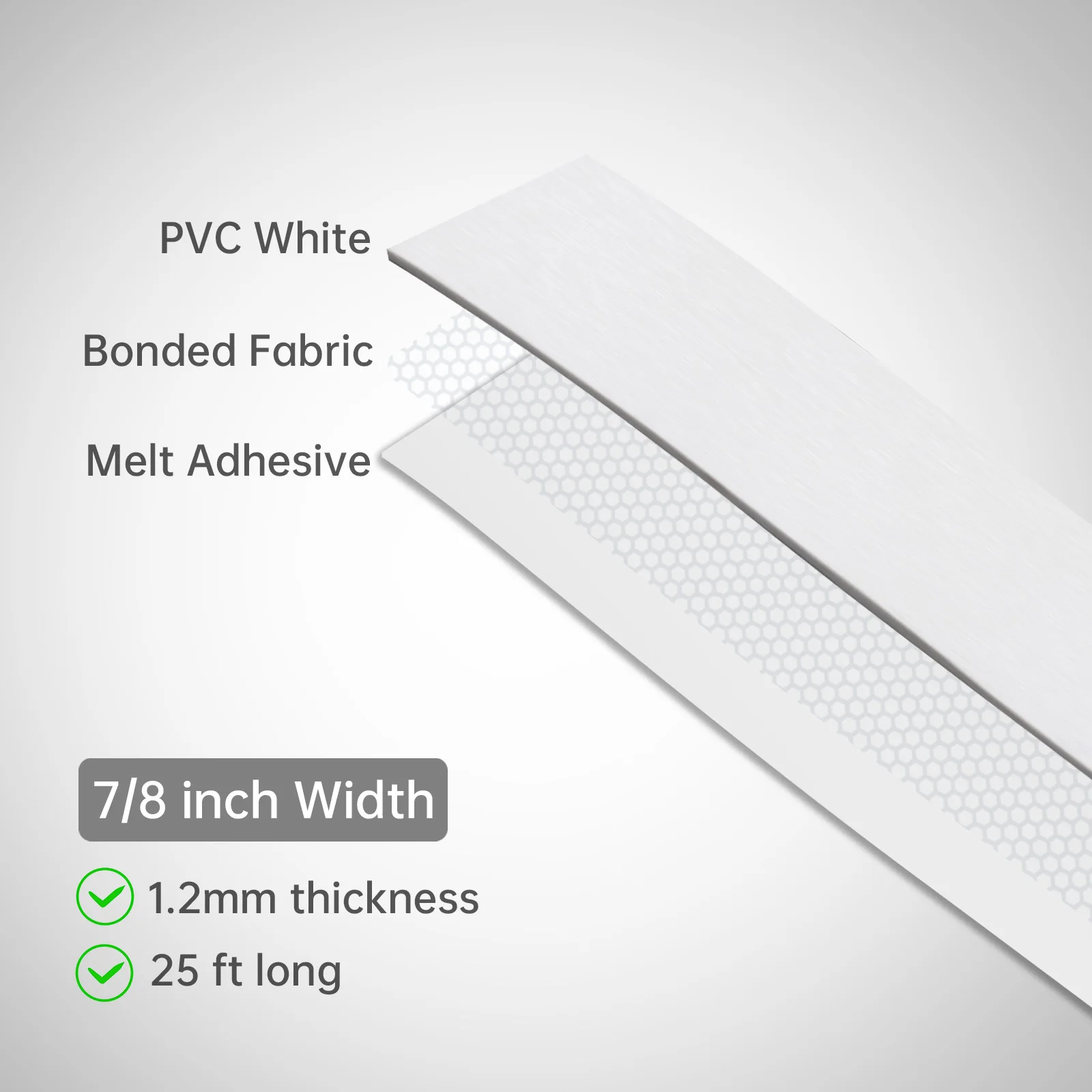 7.62m Black / White Hot Melt Adhesive PVC Edge Banding Pre-glued Veneer Edging for Plywood Table / Cabinet