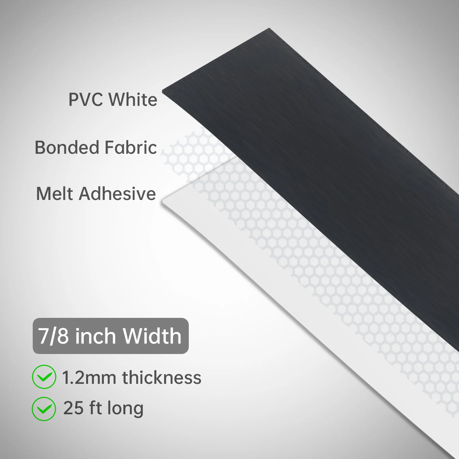 7.62m Black / White Hot Melt Adhesive PVC Edge Banding Pre-glued Veneer Edging for Plywood Table / Cabinet