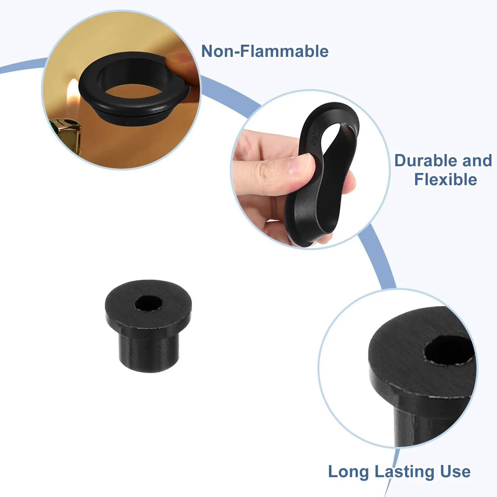 18/28/38/48pcs Rubber Grommets 3mm-10mm Drill Hole Top Hat Grommet Black Silicone Rubber Hole Plug Gasket for Wiring Automotive