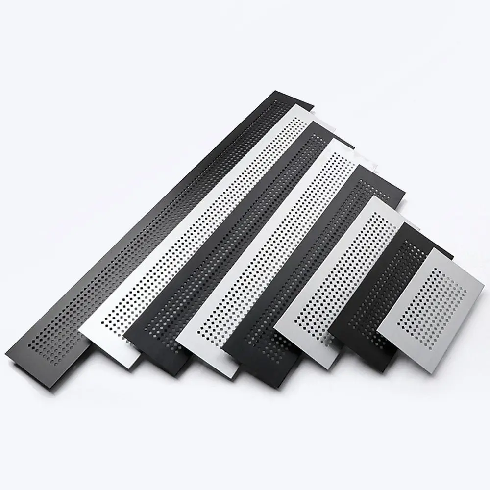 2pcs/set Aluminum Alloy Vents Cover Rectangle 50/80mm Wide Ventilator Grille Cover Breathable Mesh Louver Ventilation Grille
