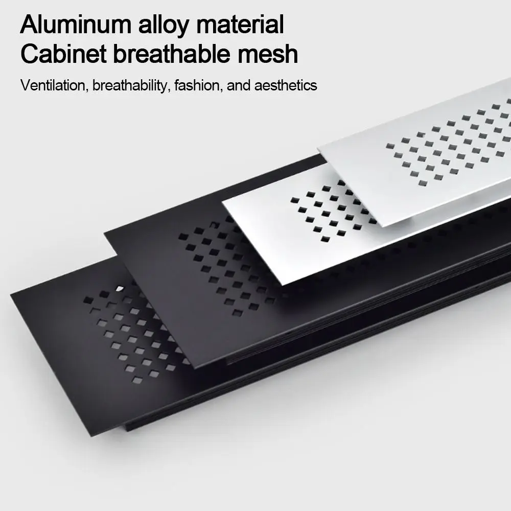 2pcs/set Aluminum Alloy Vents Cover Rectangle 50/80mm Wide Ventilator Grille Cover Breathable Mesh Louver Ventilation Grille