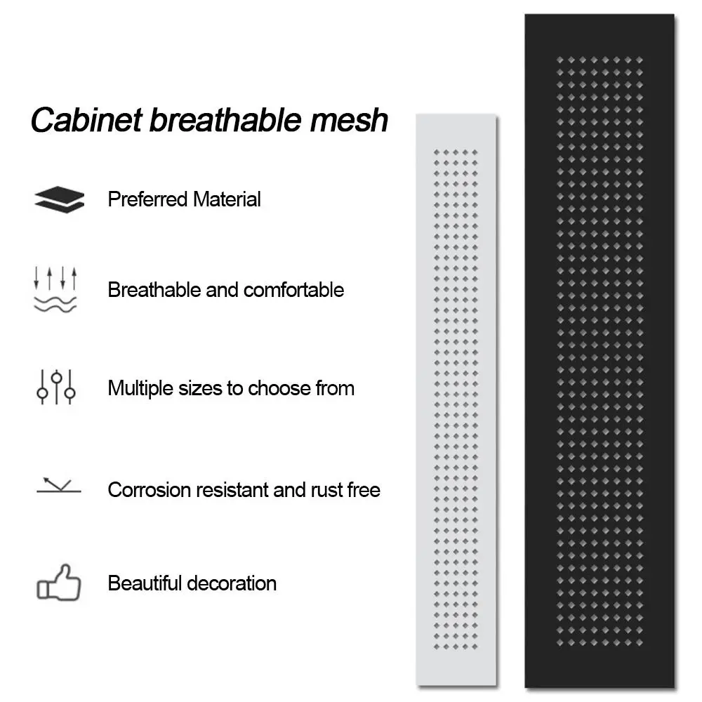 2pcs/set Aluminum Alloy Vents Cover Rectangle 50/80mm Wide Ventilator Grille Cover Breathable Mesh Louver Ventilation Grille