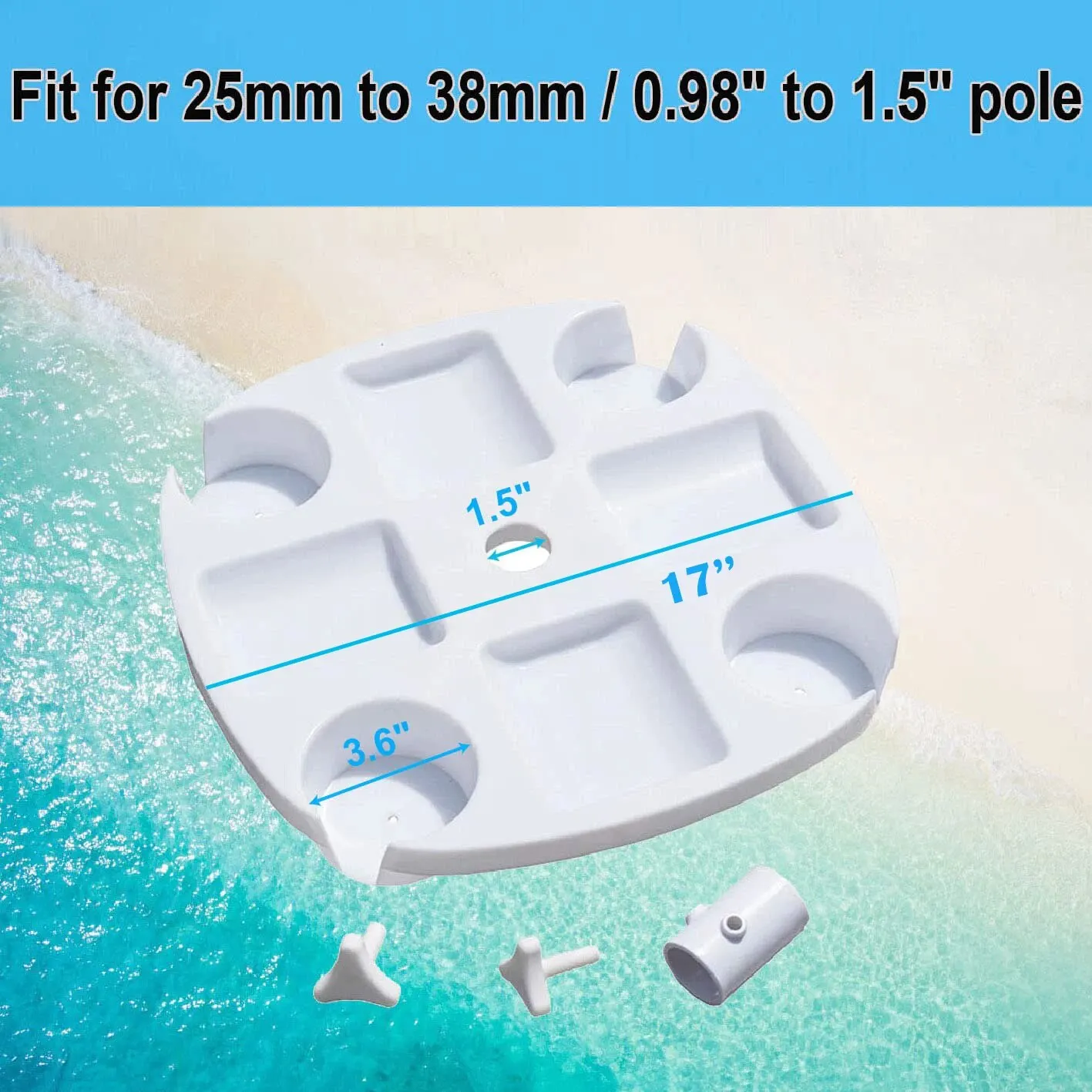 CYBeach Umbrella Tray, with 4 Cup Holders and 4 Snack Grids, Suitable for Beaches, Terraces, Gardens and Swimming Pools