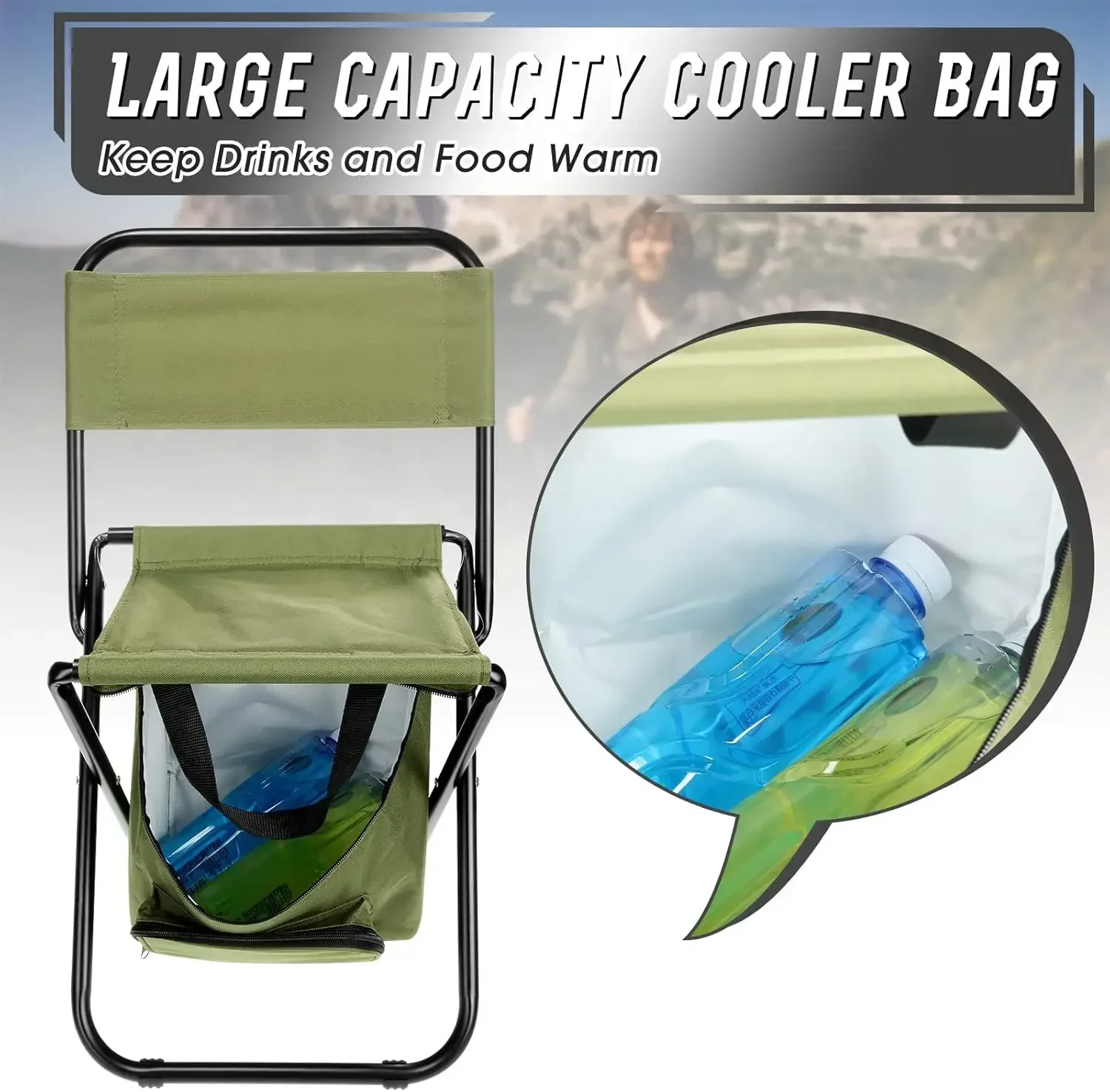 Portable Folding Moon Chair Backrest Lightweight Outdoor Folding Chair with Cooler Bag Outdoor Camping Chair Beach Fishing Chair