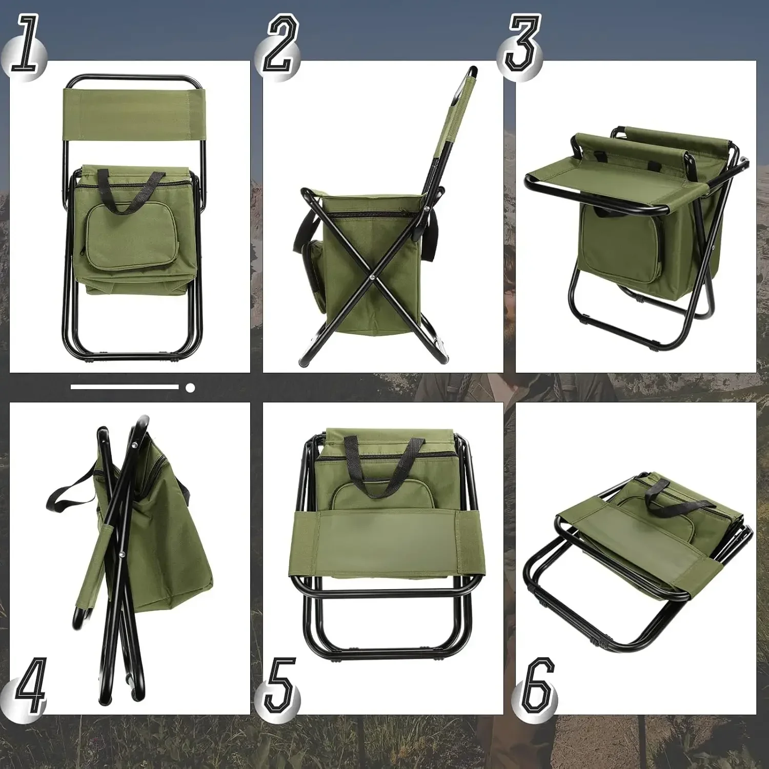 Portable Folding Moon Chair Backrest Lightweight Outdoor Folding Chair with Cooler Bag Outdoor Camping Chair Beach Fishing Chair