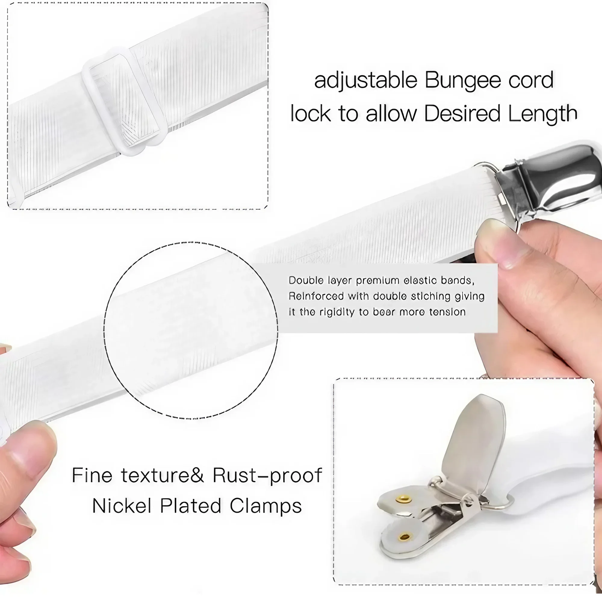 4PCS Dual Clip Bed Sheet Fasteners Multi Purpose Grippers for Securing Bed Sheets Sofa Covers, with Adjustable Anti-Slip Feature