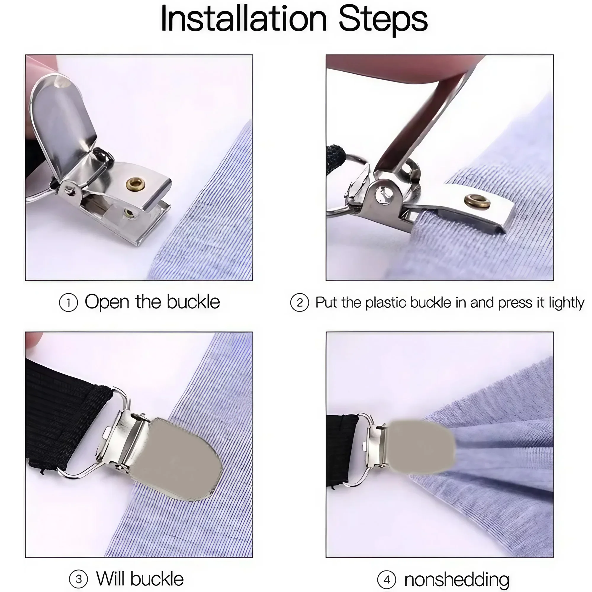 4PCS Dual Clip Bed Sheet Fasteners Multi Purpose Grippers for Securing Bed Sheets Sofa Covers, with Adjustable Anti-Slip Feature